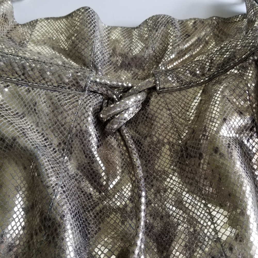 Coach Kristin Metallic Python Print Drawstring Le… - image 6
